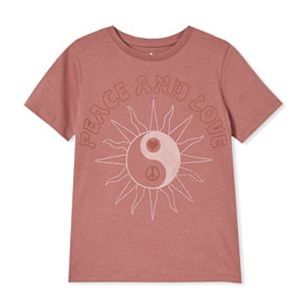 Cotton On Penelope Peace and Love Yin Yang Sun Graphic T-shirt Size 7